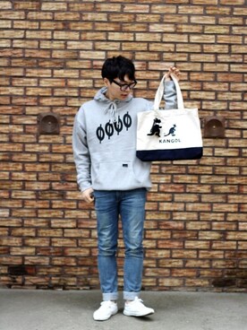 「アイテム（エコバッグ/サブバッグ）」を使った、KANGOLKOREAさん（メンズ・170cm）の春コーディネート