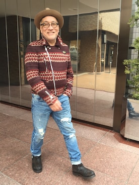 「BEAMS F（ビームスエフ）のアイテム（帽子）」を使った、近藤　昌さん（メンズ・172cm）の春コーディネート