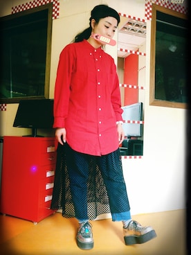 「プラットフォーム」｜「アイテム（その他シューズ）」を使った、バイキンさん（レディース・158cm）の春コーディネート