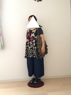 「Jocomomola（ホコモモラ）のアイテム（トップス）」を使った、はななさん（レディース・150cm）の夏コーディネート