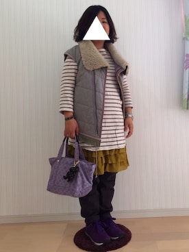 「Jocomomola（ホコモモラ）のアイテム（トップス）」を使った、はななさん（レディース・150cm）の秋コーディネート