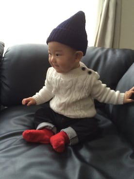 「babyGAP（babyGAP）のアイテム（ニット/セーター、ホワイト系）」を使った、y.yasudaさん（メンズ・173cm）の秋コーディネート