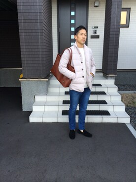 「BEAUTY&YOUTH UNITED ARROWS（ビューティーアンドユースユナイテッドアローズ）のアイテム（デニムパンツ、ブルー系）」を使った、y.yasudaさん（メンズ・173cm）の冬コーディネート