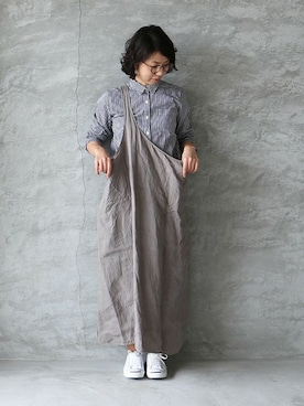 「リネンワンピース」｜ambience-asumiさん（レディース・159cm）の春コーディネート