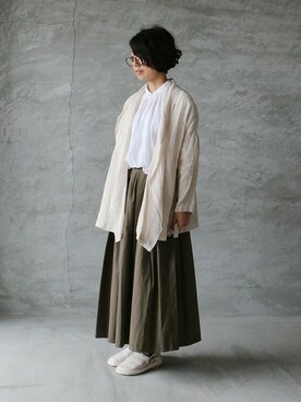 ambience-asumiさんの「lokapala 綿麻ウェザー タック ロングスカート」を使ったコーディネート