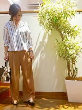 「SHIPS for women（シップスフォーウィメン）のストレートチップヒール（パンプス、グリーン系）」を使った、権田　彩弓さん（レディース・157cm）の夏コーディネート