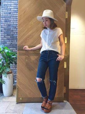 「FLORENT（フローレント）のアイテム（シャツ/ブラウス）」を使った、kuboさん（レディース・162cm）の夏コーディネート