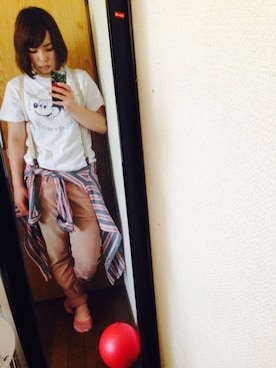 「Ungrid（アングリッド）のアイテム（サスペンダー）」を使った、haruna nagataさん（レディース・153cm）の春コーディネート