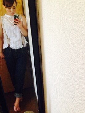 「Ungrid（アングリッド）のアイテム（サスペンダー）」を使った、haruna nagataさん（レディース・153cm）の夏コーディネート