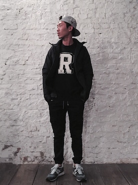 「REMIX（リミックス）のアイテム（スタジャン）」を使った、Marcoさん（メンズ・173cm）の冬コーディネート