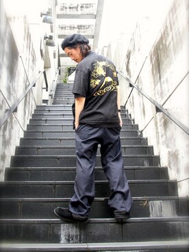「SASQUATCHfabrix.（サスクワァッチファブリックス）のアイテム」を使った、MANYさん（メンズ・175cm）の夏コーディネート