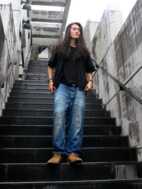 「SASQUATCHfabrix.（サスクワァッチファブリックス）のアイテム」を使った、MANYさん（メンズ・175cm）の夏コーディネート