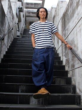 「SASQUATCHfabrix.（サスクワァッチファブリックス）のアイテム」を使った、MANYさん（メンズ・175cm）の秋コーディネート
