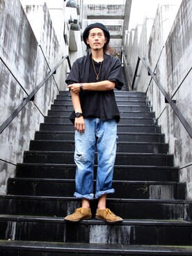 「SASQUATCHfabrix.（サスクワァッチファブリックス）のアイテム」を使った、MANYさん（メンズ・175cm）の秋コーディネート