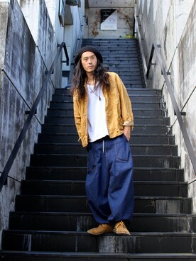 「SASQUATCHfabrix.（サスクワァッチファブリックス）のアイテム」を使った、MANYさん（メンズ・175cm）の秋コーディネート