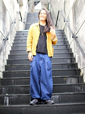 「SASQUATCHfabrix.（サスクワァッチファブリックス）のアイテム」を使った、MANYさん（メンズ・175cm）の秋コーディネート