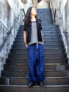 「SASQUATCHfabrix.（サスクワァッチファブリックス）のアイテム」を使った、MANYさん（メンズ・175cm）の秋コーディネート
