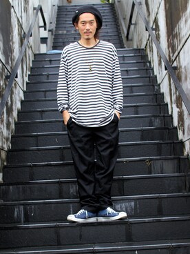「SASQUATCHfabrix.（サスクワァッチファブリックス）のアイテム」を使った、MANYさん（メンズ・175cm）の秋コーディネート
