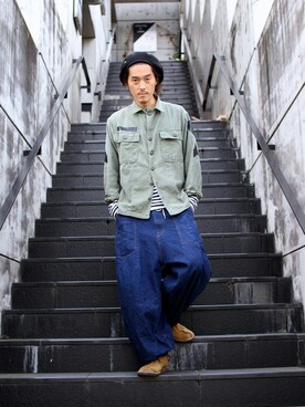 「SASQUATCHfabrix.（サスクワァッチファブリックス）のアイテム」を使った、MANYさん（メンズ・175cm）の秋コーディネート