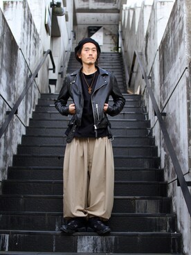 「SASQUATCHfabrix.（サスクワァッチファブリックス）のアイテム」を使った、MANYさん（メンズ・175cm）の秋コーディネート