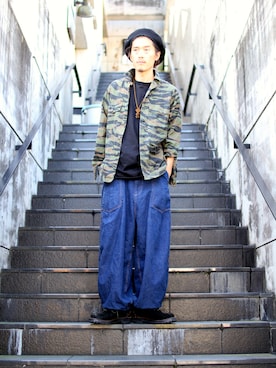 「SASQUATCHfabrix.（サスクワァッチファブリックス）のアイテム」を使った、MANYさん（メンズ・175cm）の秋コーディネート