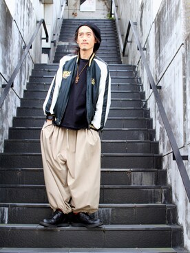 「SASQUATCHfabrix.（サスクワァッチファブリックス）のアイテム」を使った、MANYさん（メンズ・175cm）の秋コーディネート