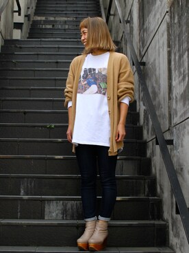 「アイテム（おもちゃ、ブラック系）」を使った、MANYさん（レディース・158cm）の秋コーディネート