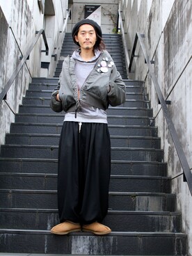 「SASQUATCHfabrix.（サスクワァッチファブリックス）のアイテム」を使った、MANYさん（メンズ・175cm）の秋コーディネート