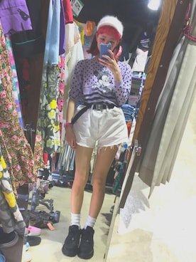 「BUBBLES（バブルス）のアイテム（帽子）」を使った、えのき🍄さん（レディース・166cm）の春コーディネート