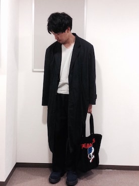 「HALFMAN（ハーフマン）のアイテム（バッグ）」を使った、マロポッポ軍曹さん（メンズ・172cm）の春コーディネート