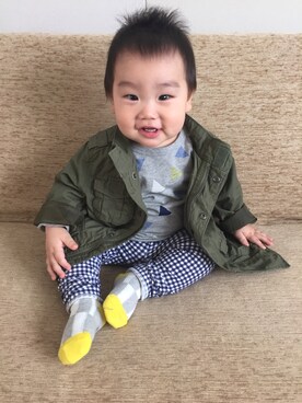 「babygap」｜「アイテム（ミリタリージャケット）」を使った、Yumeko Tamuraさん（キッズ・80cm）の春コーディネート