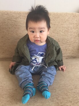 「babygap」｜「アイテム（ミリタリージャケット）」を使った、Yumeko Tamuraさん（キッズ・80cm）の春コーディネート