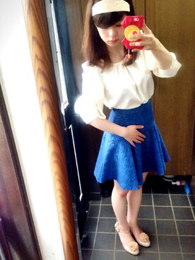 「DISCOAT（ディスコート）の大人めブラウス
（シャツ/ブラウス、ホワイト系）」を使った、でかマイさん（レディース・160cm）の秋コーディネート