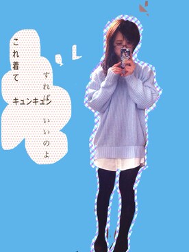 「INGNI（イング）のアイテム（ニット/セーター、ブルー系）」を使った、でかマイさん（レディース・160cm）の冬コーディネート
