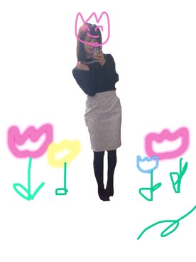 「INGNI（イング）のアイテム（ニット/セーター、ブラック系）」を使った、でかマイさん（レディース・160cm）の冬コーディネート