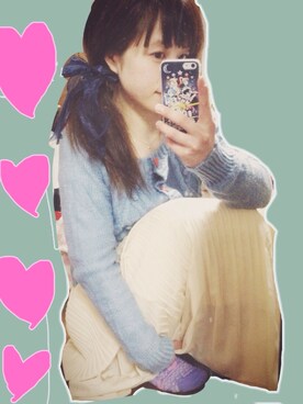 「わからんの都会で買ったセールリボン（ヘアゴム、ブルー系）」を使った、でかマイさん（レディース・160cm）の冬コーディネート