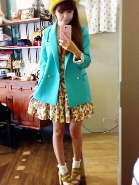 「西裝外套」｜「アイテム（ワンピース/ドレス）」を使った、唐ayaさん（レディース・163cm）の夏コーディネート