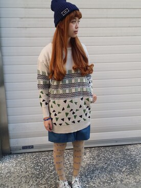 「アイテム（タイツ/ストッキング、ベージュ系）」を使った、唐ayaさん（レディース・163cm）の冬コーディネート