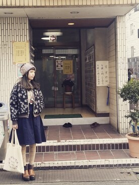 「アイテム（タイツ/ストッキング、ベージュ系）」を使った、唐ayaさん（レディース・163cm）の冬コーディネート