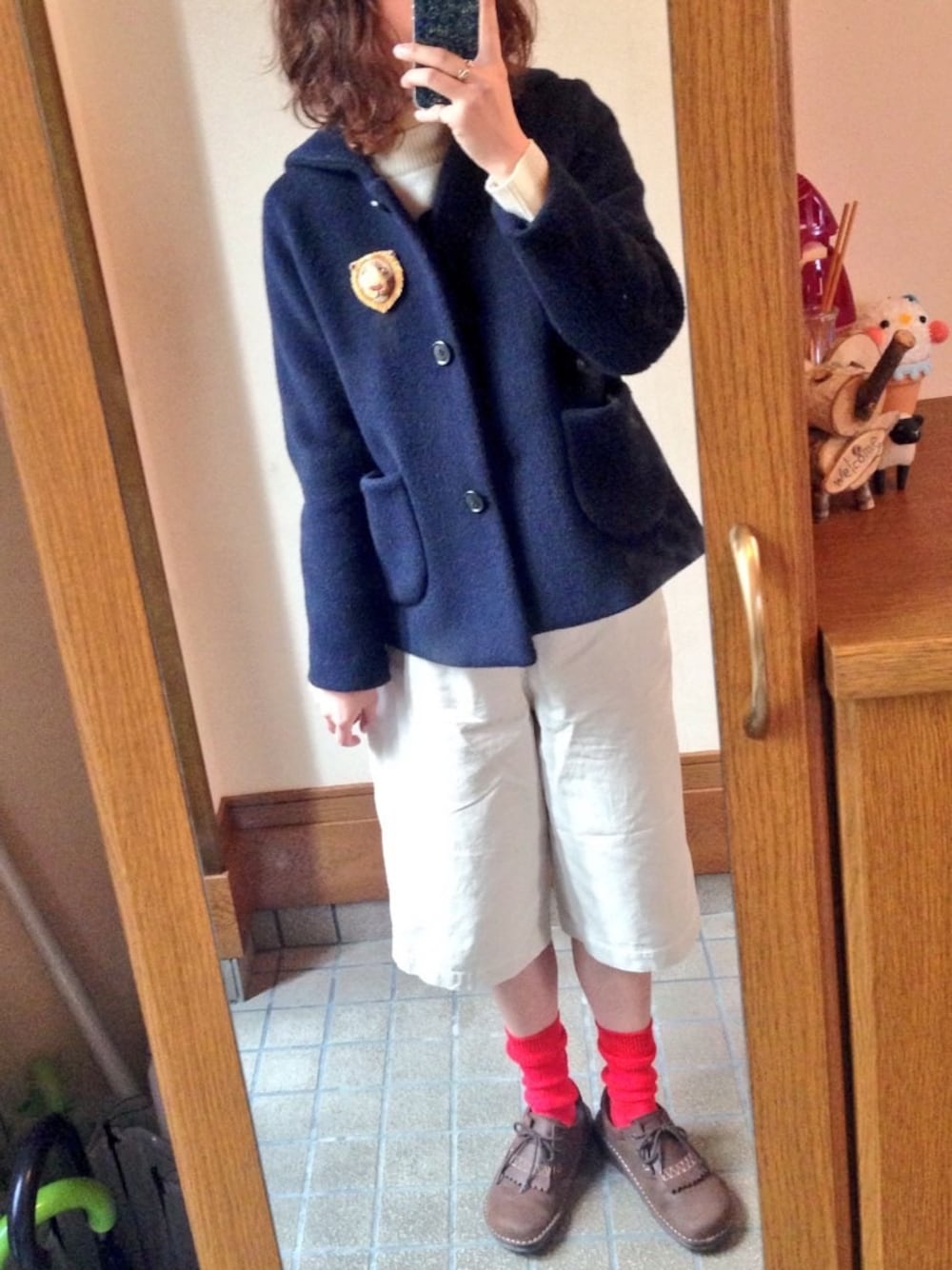 bulle de savonウールカシミヤメルトンセーラーカラーコート ベージュ