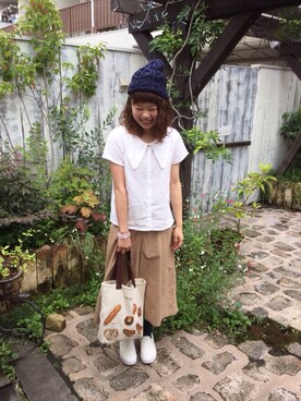 「アイテム（バングル/リストバンド）」を使った、ふかみさん（レディース・158cm・20代）の夏コーディネート