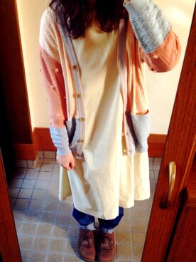 「jevous enprie!（ジュヴゾンプリ）のアイテム（デニムパンツ）」を使った、ふかみさん（レディース・158cm）の冬コーディネート