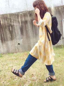 「jevous enprie!（ジュヴゾンプリ）のアイテム（デニムパンツ）」を使った、ふかみさん（レディース・158cm）の春コーディネート