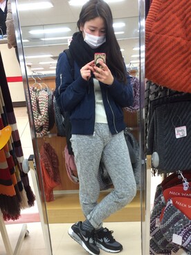 「WEGO（ウィゴー）のアイテム（ブルゾン）」を使った、okashoさん（レディース・157cm）の冬コーディネート