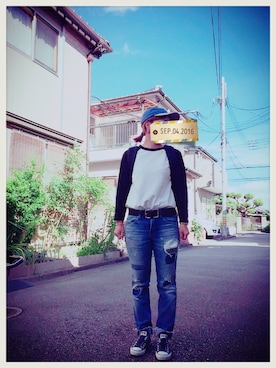 「BLUE BLUE（ブルーブルー）のアイテム（パンツ）」を使った、miさん（レディース・158cm）の秋コーディネート