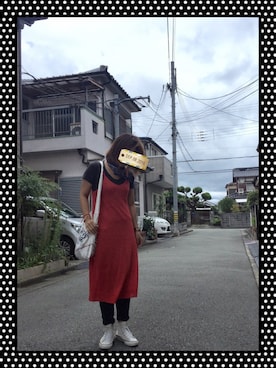 「バンダナ」｜「アイテム（チュニック）」を使った、miさん（レディース・158cm）の秋コーディネート