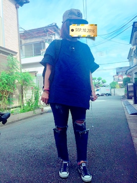 「BLUE BLUE（ブルーブルー）のアイテム（パンツ）」を使った、miさん（レディース・158cm）の秋コーディネート