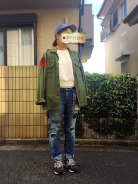 「ヤンチャ」｜「アイテム（ジャケット/アウター）」を使った、miさん（レディース・160cm）の秋コーディネート