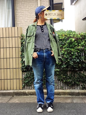 「ヤンチャ」｜「アイテム（ジャケット/アウター）」を使った、miさん（レディース・160cm）の秋コーディネート