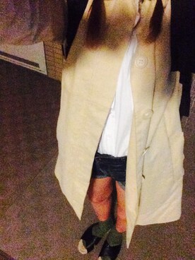 「サンダルに靴下」｜「アイテム（トレンチコート）」を使った、KANAさん（レディース・155cm）の春コーディネート